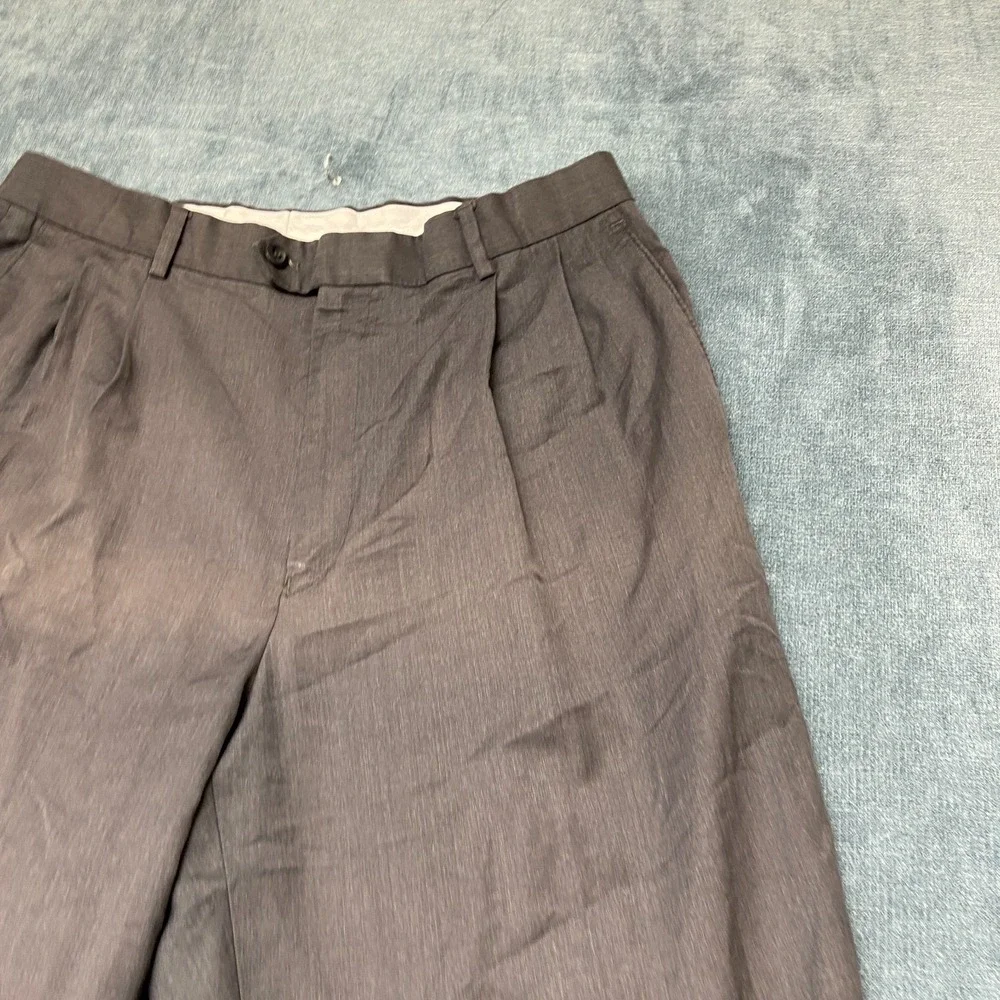 Braggi By Louis Raphael Dress Pants Mens 31x29.5 Brown Pleated Hem Cuffed Hem